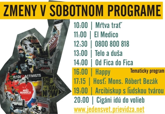 Zmeny v sobotnom programe